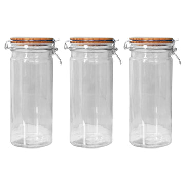 Set Of 3 1.3L Airtight Glass Storage Jar
