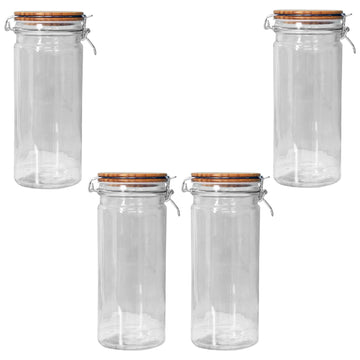 Set Of 4 1.3L Airtight Glass Storage Jar