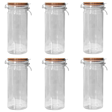 Set Of 6 1.3L Airtight Glass Storage Jar