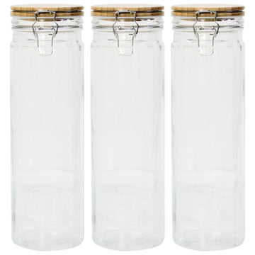 Set Of 3 1.9L Airtight Glass Storage Jar