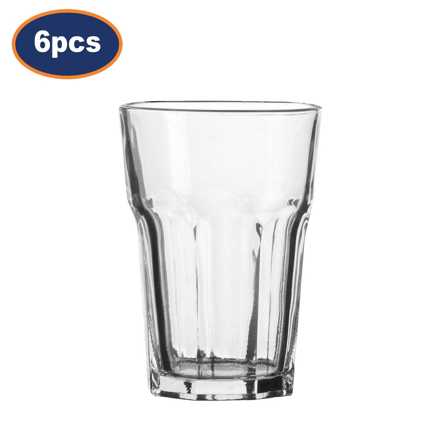 Set of 6 Transparent Glass 350ml Vegas Tumblers