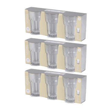 Set of 9 Transparent Glass 350ml Vegas Tumblers