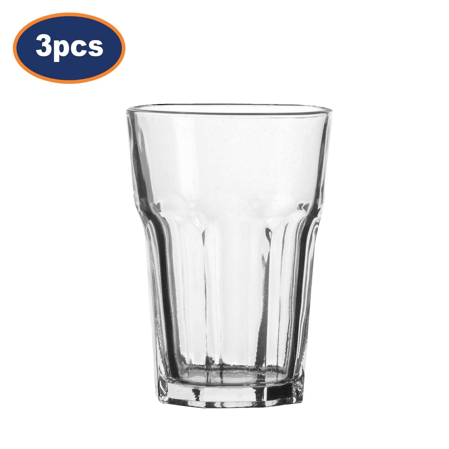 Set of 3 Transparent Glass 350ml Vegas Tumblers