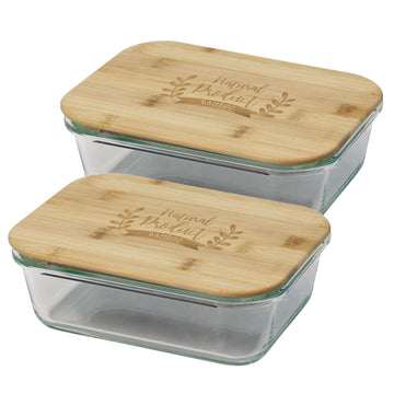 2Pcs 1000ml Glass Storage Food Container
