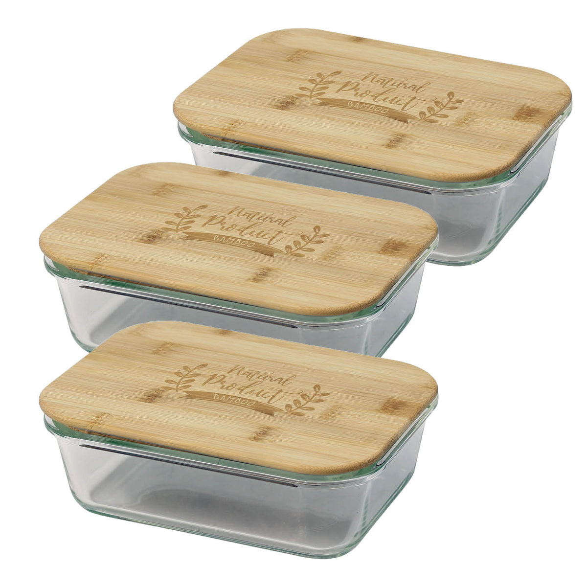 3Pcs 1000ml Glass Storage Food Container