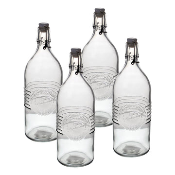 4pc Urban Living 1 Litre Vintage Style Clip Top Glass Bottle