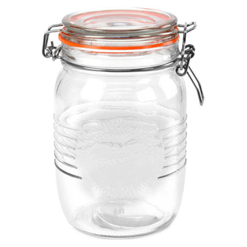 6pcs 1 Litre Stainless Steel Clip Top Preserving Glass Jar