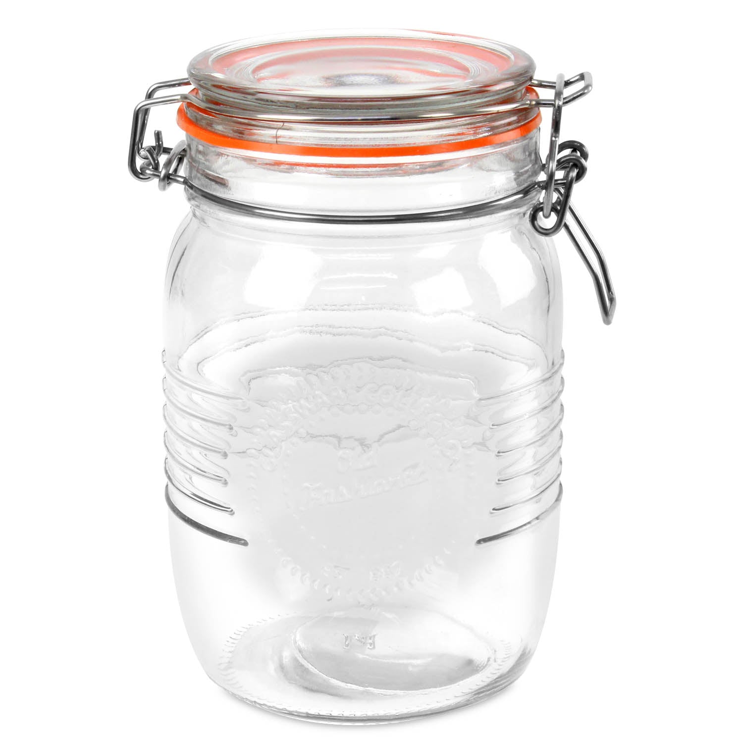 1 Litre Stainless Steel Clip Top Preserving Glass Jar