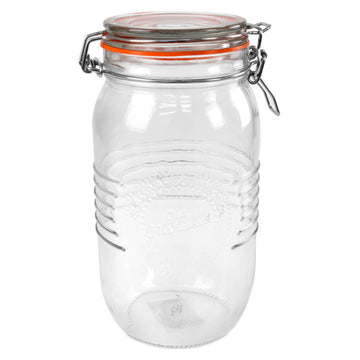 6pcs 1.5L Stainless Steel Clip Top Glass Jar