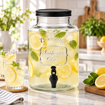5.3L Glass Drinks Dispenser With Screw Top Lid