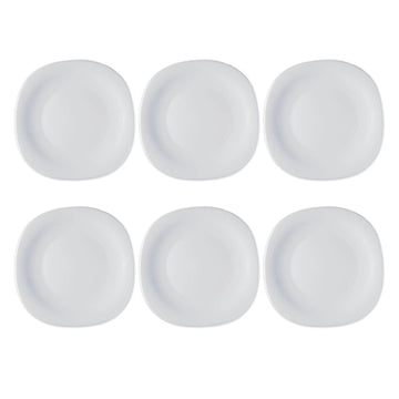 Set Of 6 Bormioli Rocco 22cm Square Opal Glass Plate