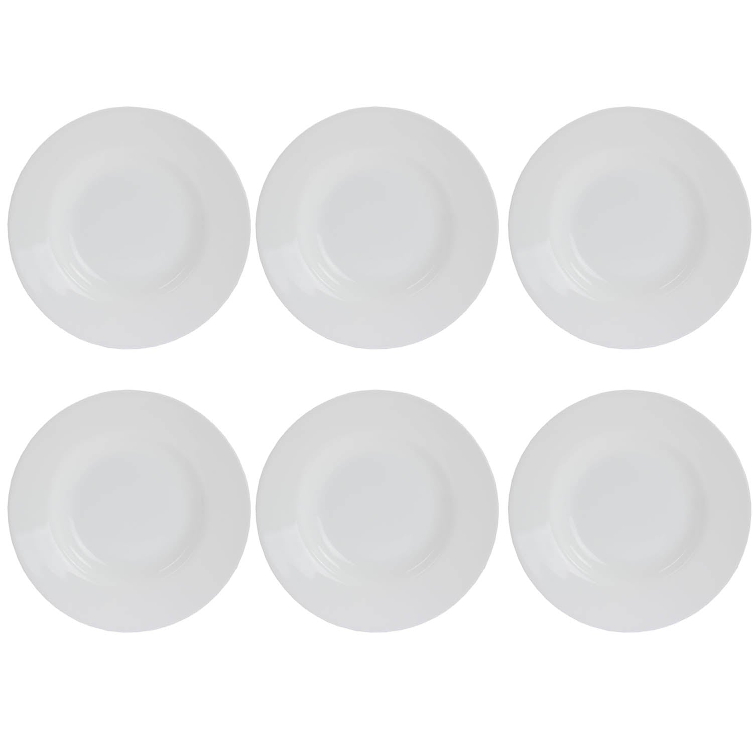 Set Of 6 Bormioli Rocco Toledo 23cm Opal Glass Plates