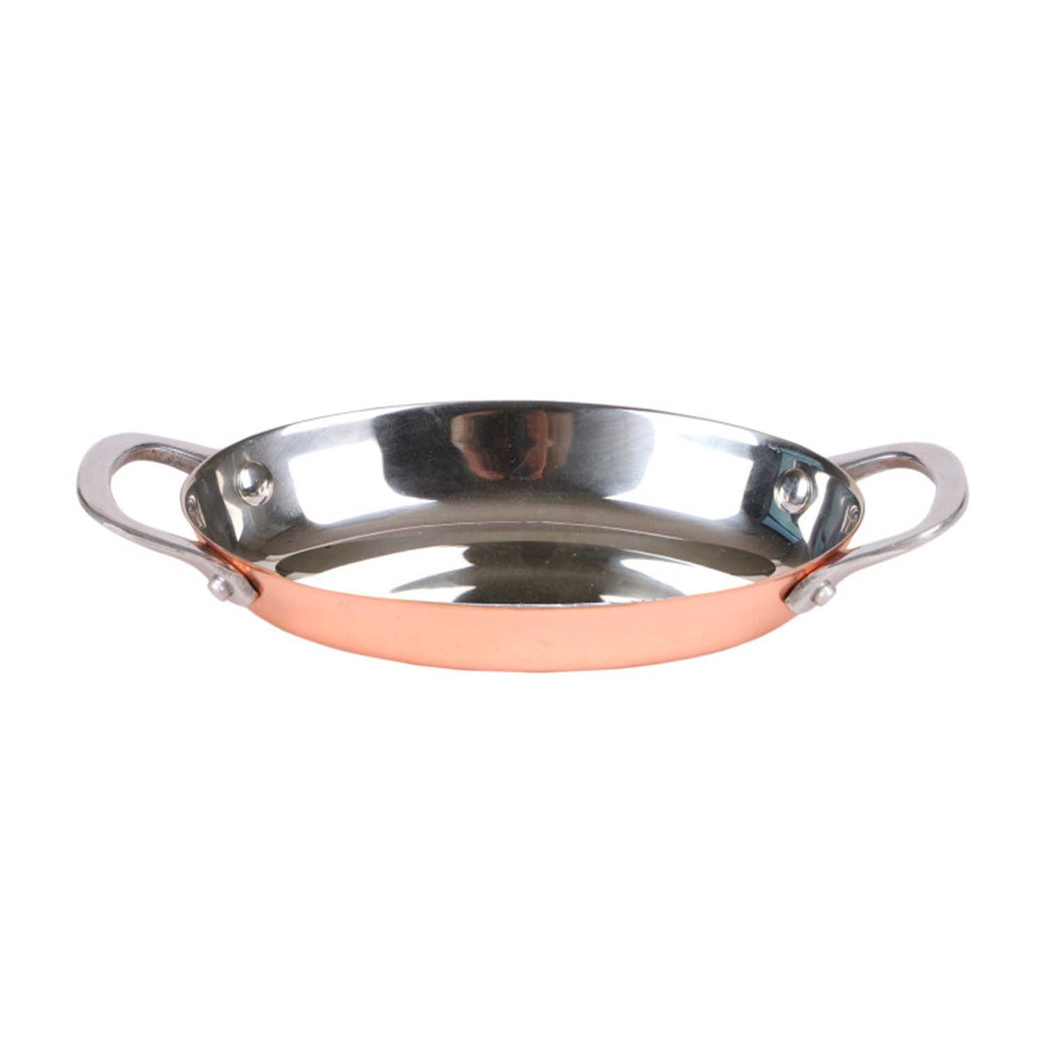 15cm Metal Rose Gold Oval Balti Serving Plate With Handles