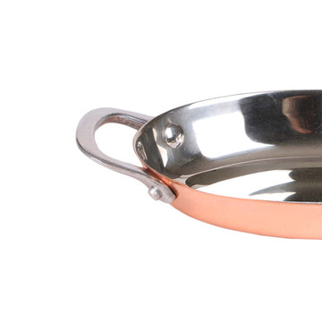 4Pcs 15cm Metal Rose Gold Oval Balti Serving Plate With Handles
