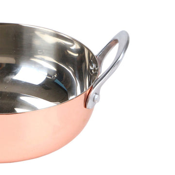 13cm Metal Rose Gold Round Balti Serving Dish With Handles