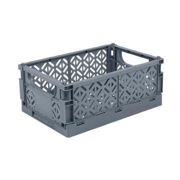 Grey Plastic Stacking Mini Folding Crate