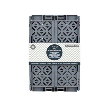 3Pcs Grey Plastic Stacking Mini Folding Crate