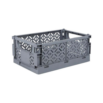 Grey Plastic Stacking Small Folding Crate
