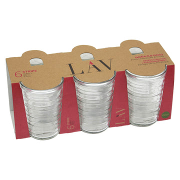 LAV Rippled Glass Tumbler Set Stackable Glasses Set of 6