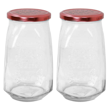 2Pcs 1L Glass Food Storage Jar