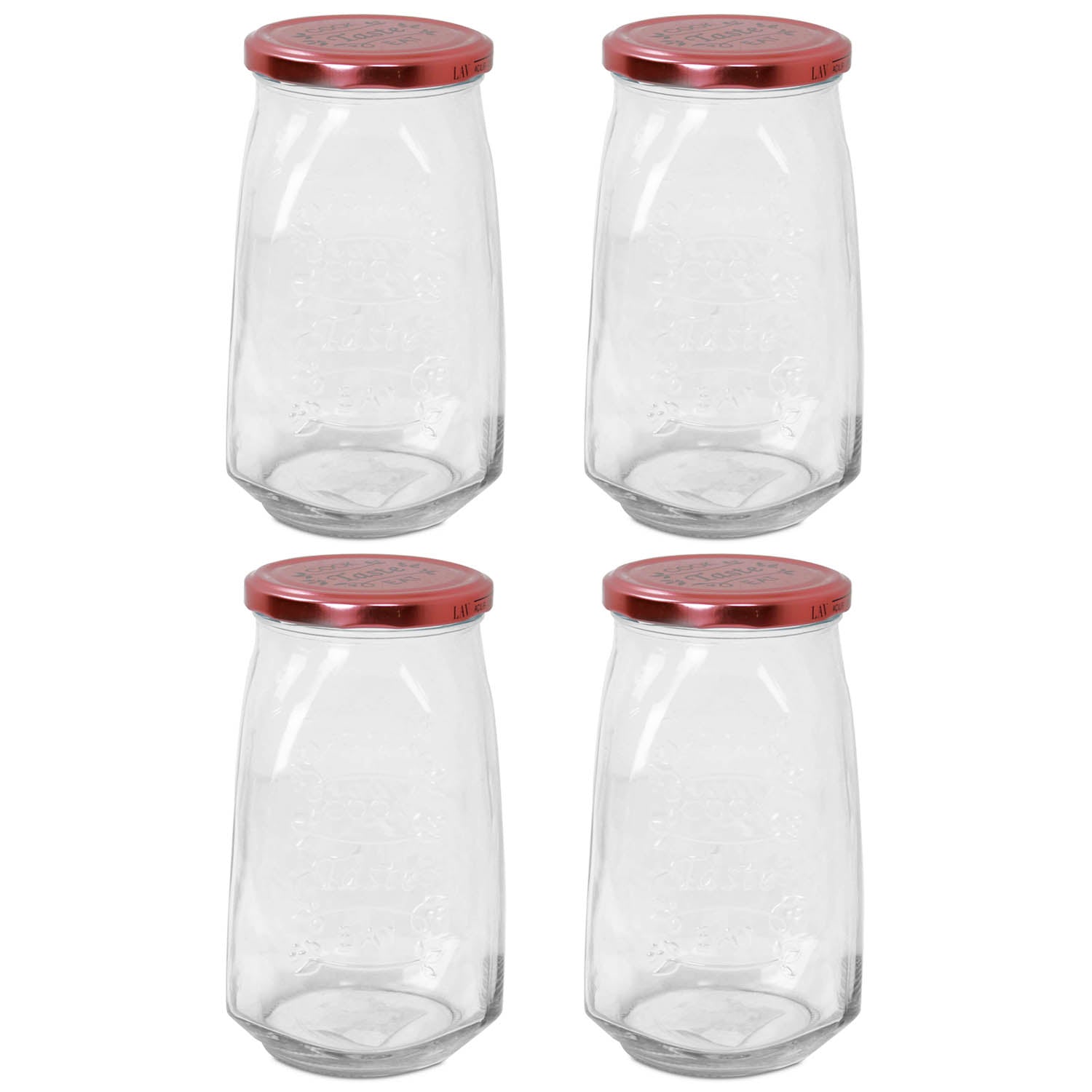4Pcs 1L Glass Food Storage Jar