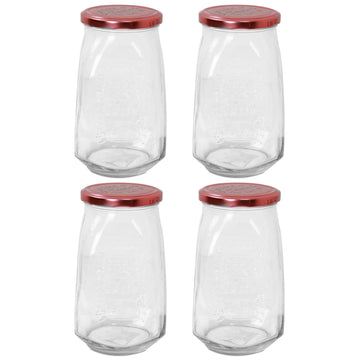4Pcs 1L Glass Food Storage Jar