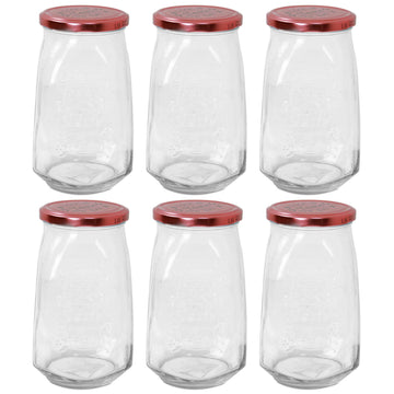 6Pcs 1L Glass Food Storage Jar