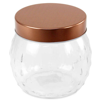 3pcs 1Litre Embossed Round Glass Storage Jar