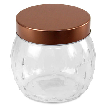 1L Embossed Round Storage Jar Glass Container