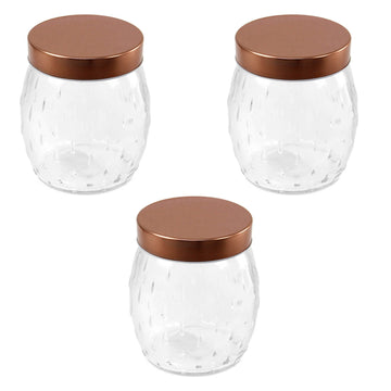 3pcs 1.2L Round Food Storage Jar with Copper Lid