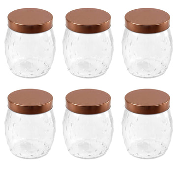 6pcs 1.2L Round Food Storage Jar with Copper Lid