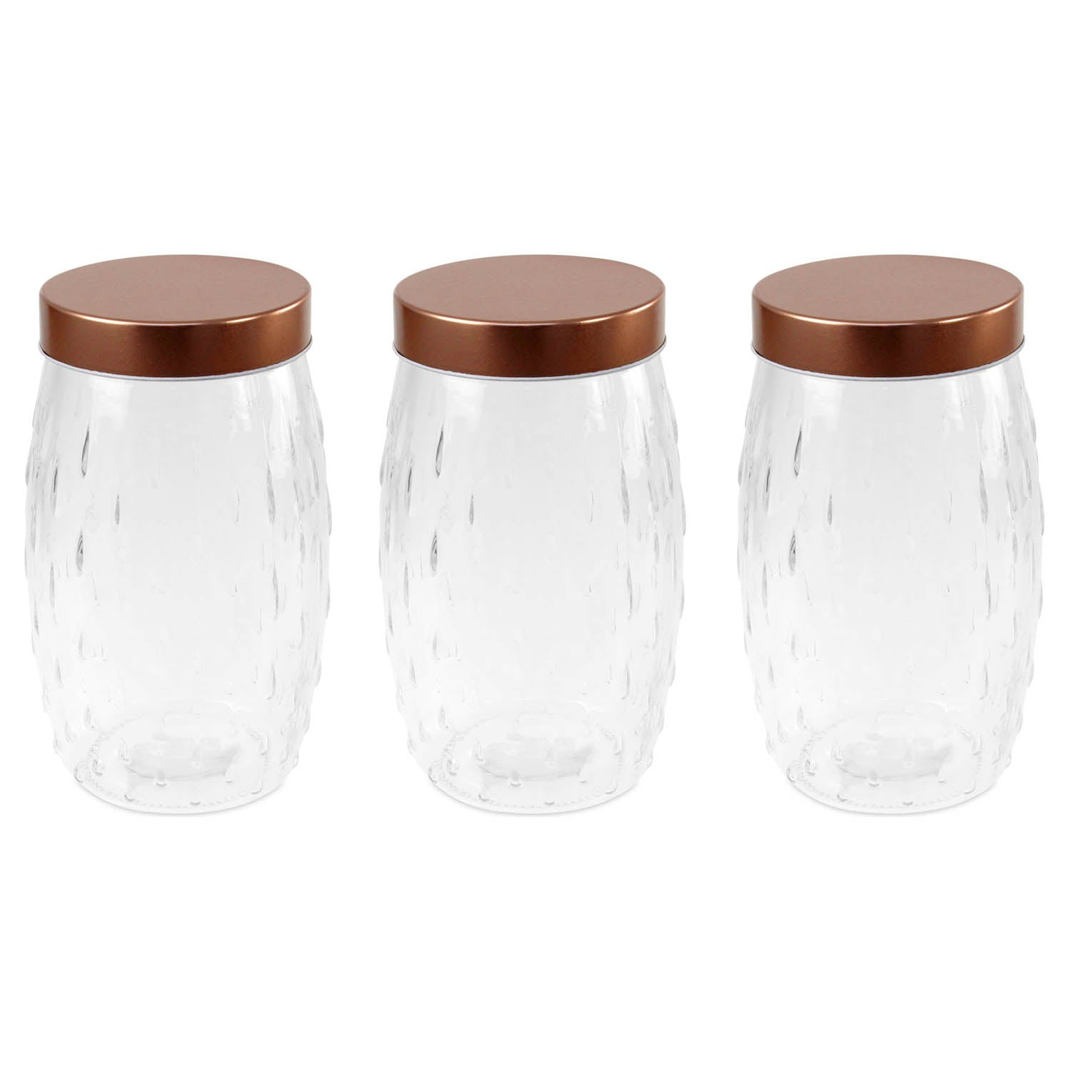 3pcs 2L Round Food Storage Jar With Airtight Plastic Lid