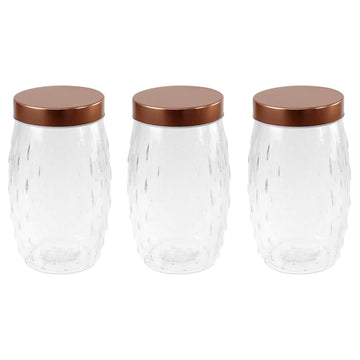 3pcs 2L Round Food Storage Jar With Airtight Plastic Lid