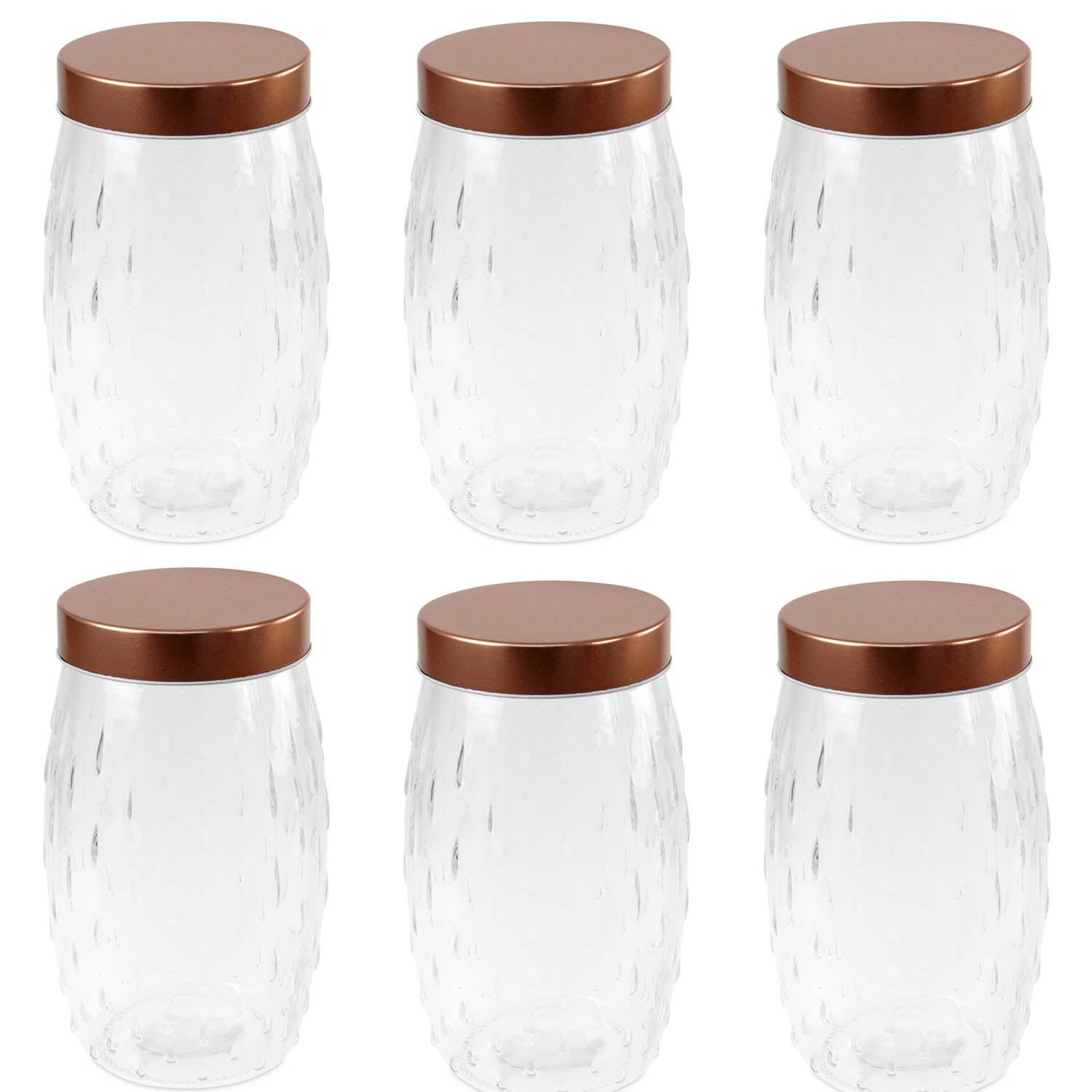 6pcs 2L Round Food Storage Jar With Airtight Plastic Lid