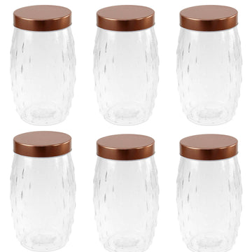 6pcs 2L Round Food Storage Jar With Airtight Plastic Lid
