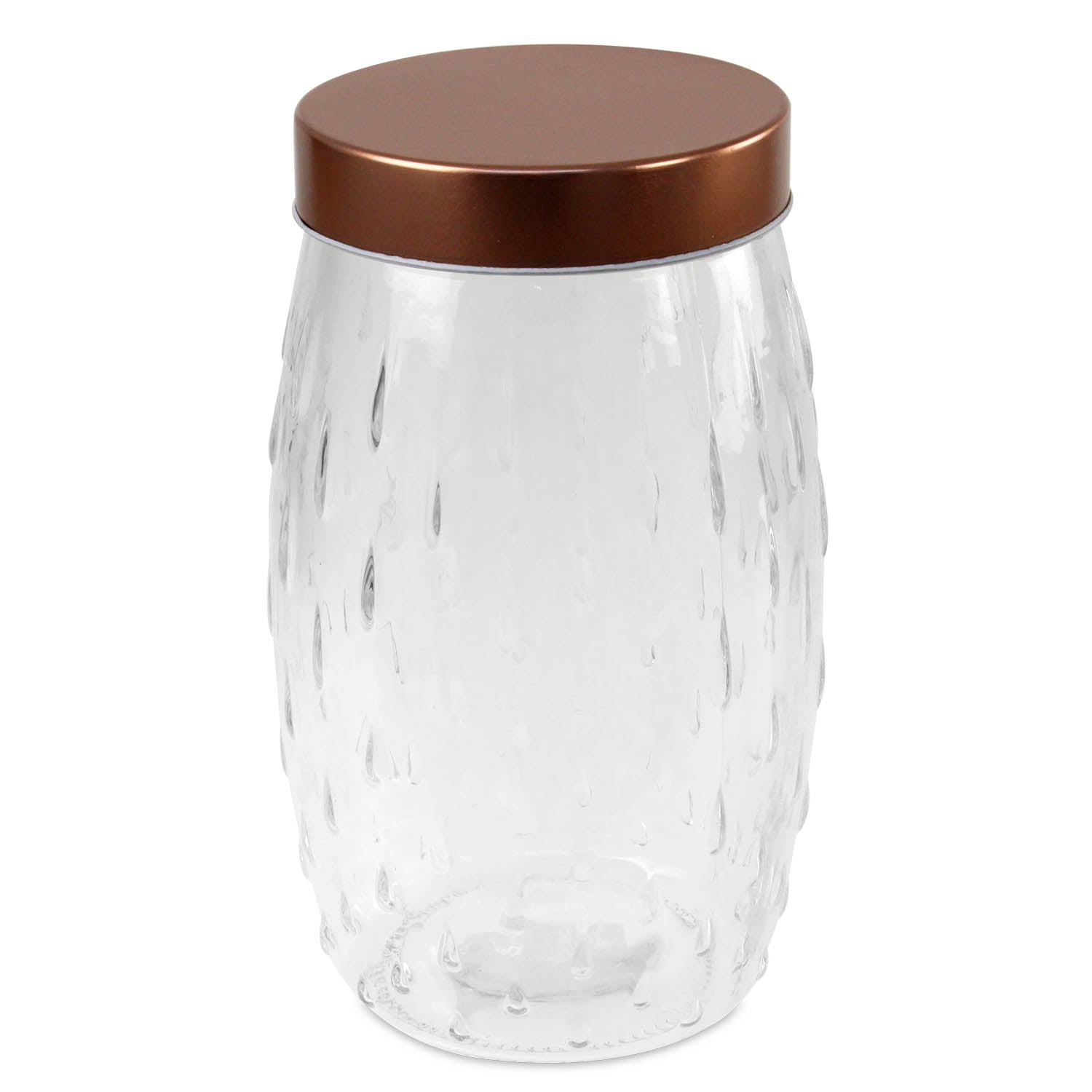 2L Embossed Round Storage Jar Glass Container With Airtight Plastic Lid