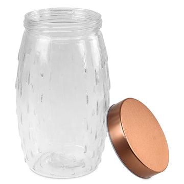 2L Embossed Round Storage Jar Glass Container