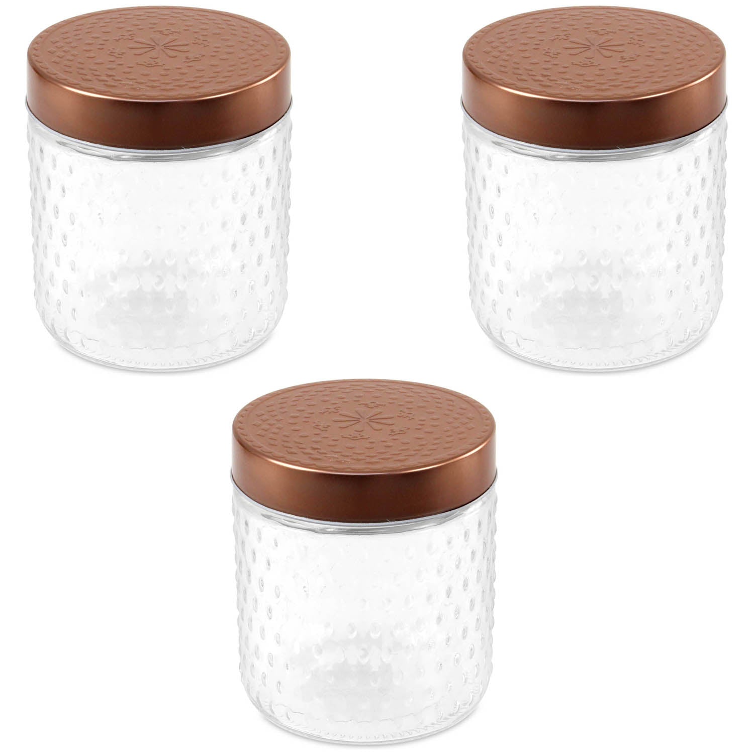 3pcs 750ml Glass Food Storage Container with Copper Lid