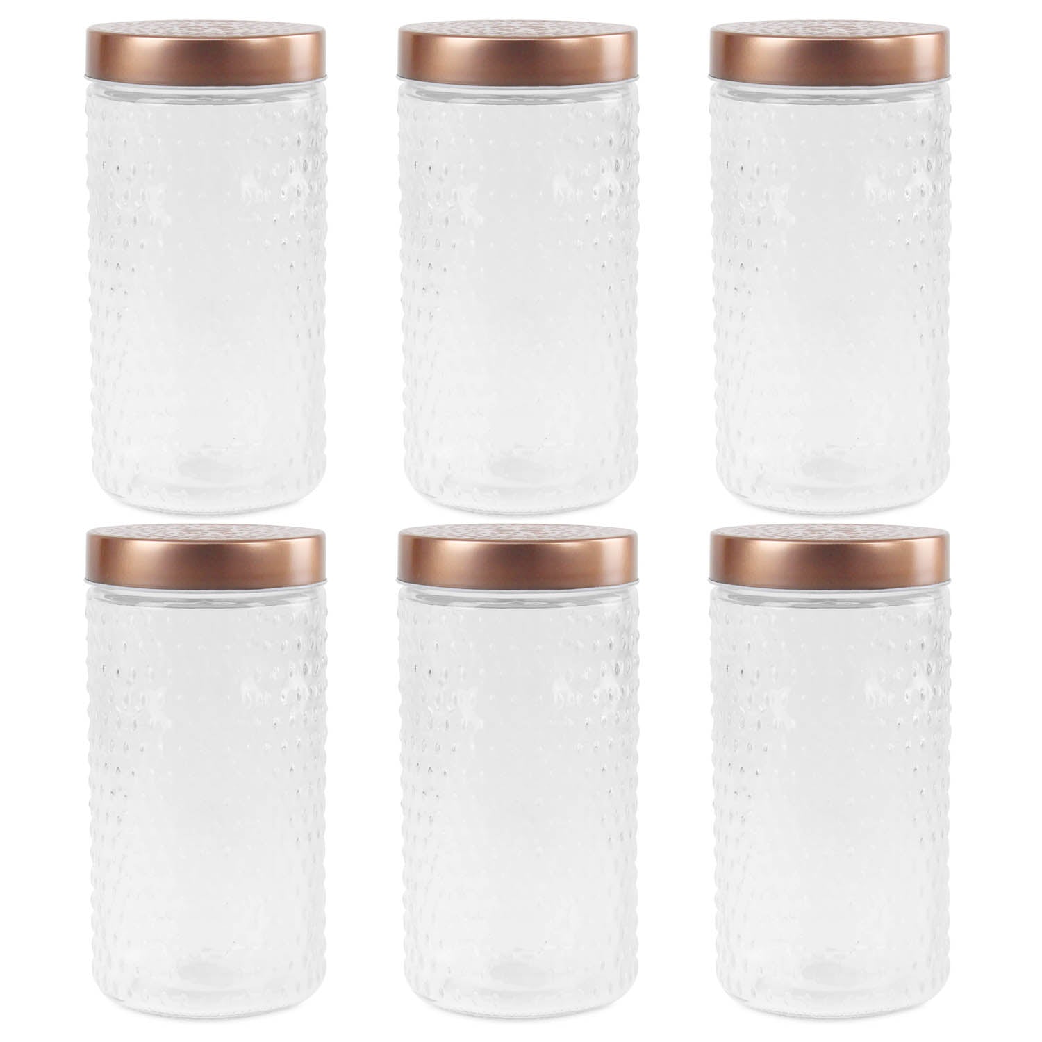 6pcs 1.5L Large Glass Storage Jar with Copper Lid