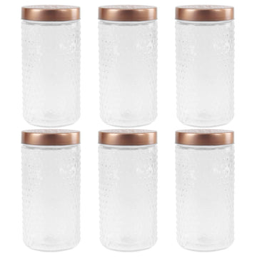 6pcs 1.5L Large Glass Storage Jar with Copper Lid