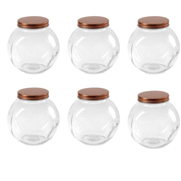 6pcs 1.6L Round Storage Glass Candy Jar