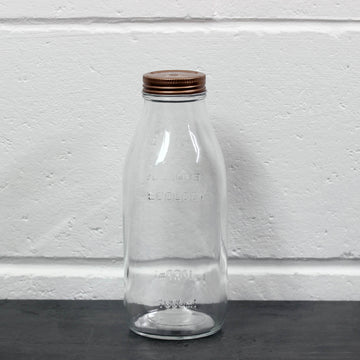 2pcs 1L Clear Glass Milk Bottle