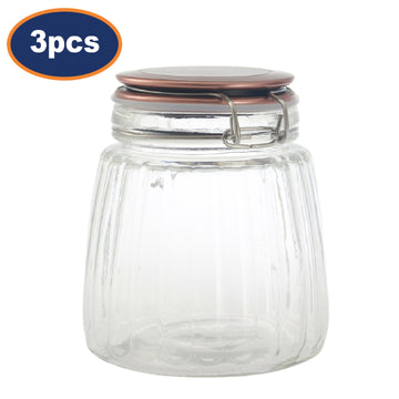 3pcs 1L Clip Top Preserving Storage Glass Jar