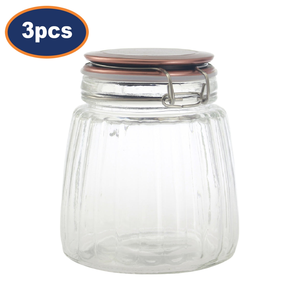 3pcs 1L Clip Top Preserving Storage Glass Jar