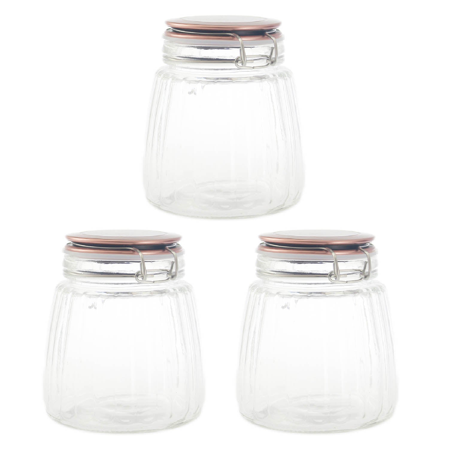 3pcs 1L Clip Top Preserving Storage Glass Jar