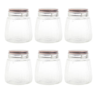 6pcs 1L Clip Top Preserving Storage Glass Jar