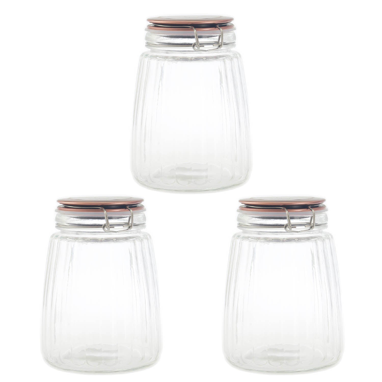 3pcs 1.5L Clip Top Preserving Storage Glass Jar