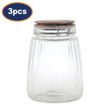 3pcs 1.5L Clip Top Preserving Storage Glass Jar