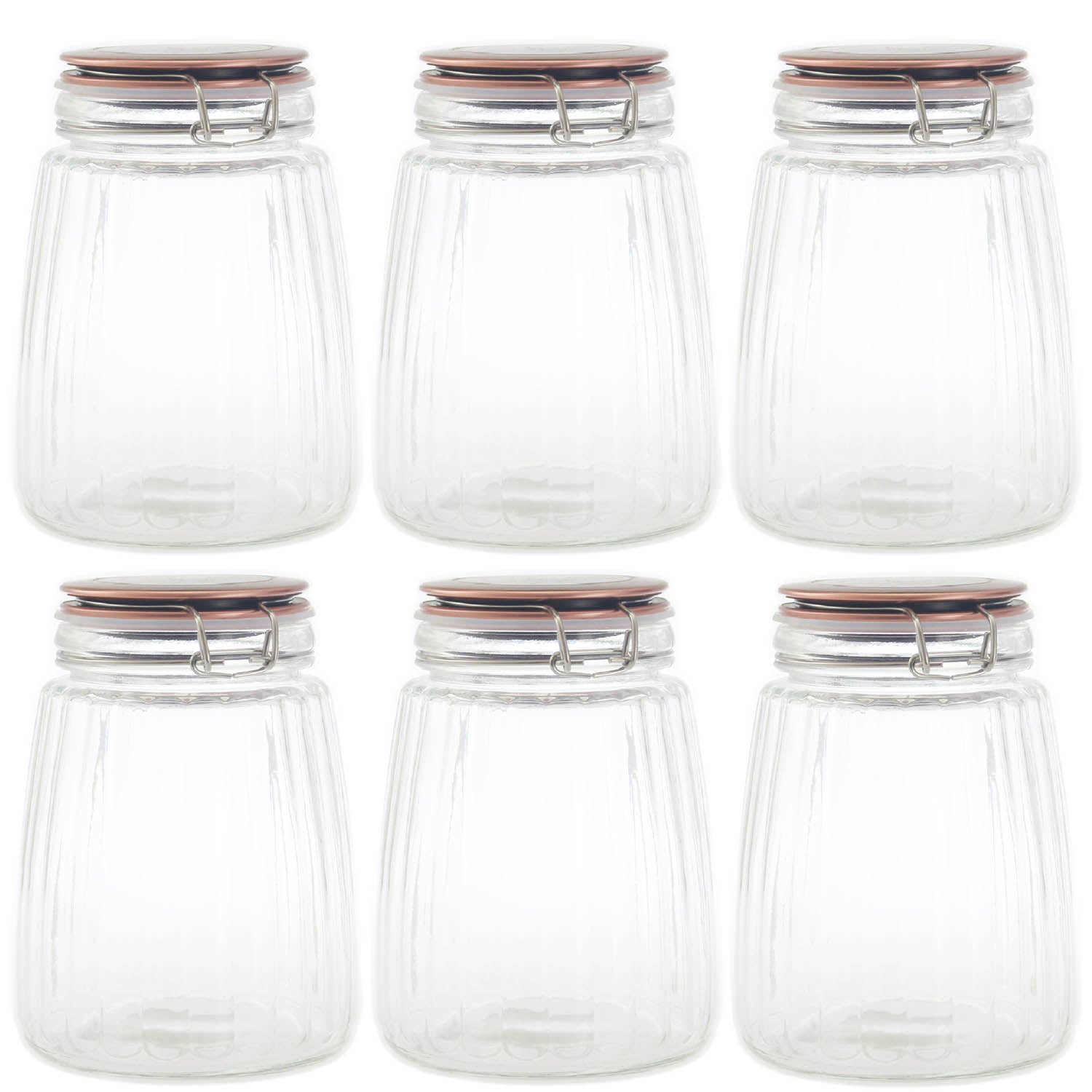 6pcs 1.5L Clip Top Preserving Storage Glass Jar