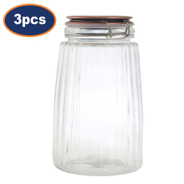3pcs 1.8L Clip Top Preserving Storage Glass Jar